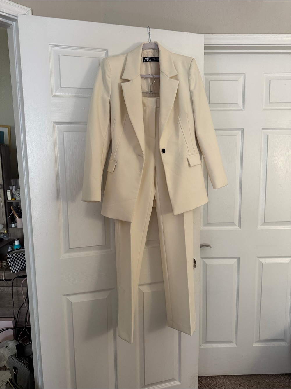 Zara Ivory Tailored Blazer with Matching Trousers